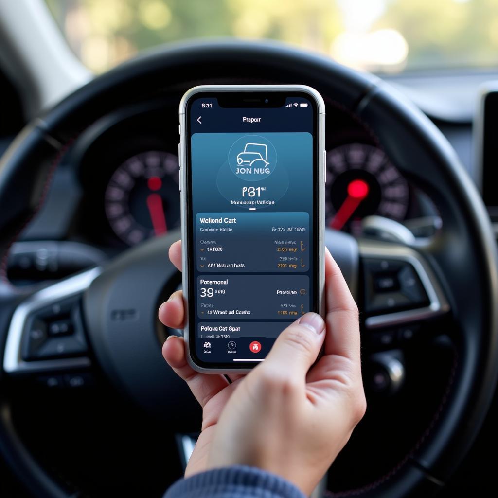 Smartphone Displaying Remote Car Diagnostics