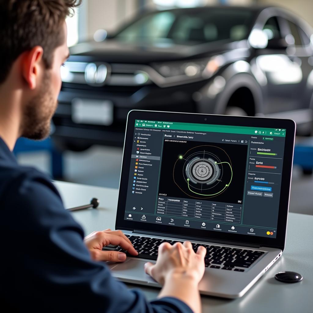 Laptop Displaying Remote Diagnostic Software for Honda CRV