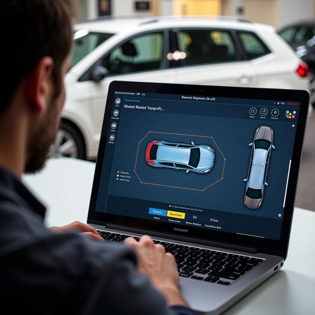 Laptop Showing Remote Diagnostics Interface for Passat B5.5