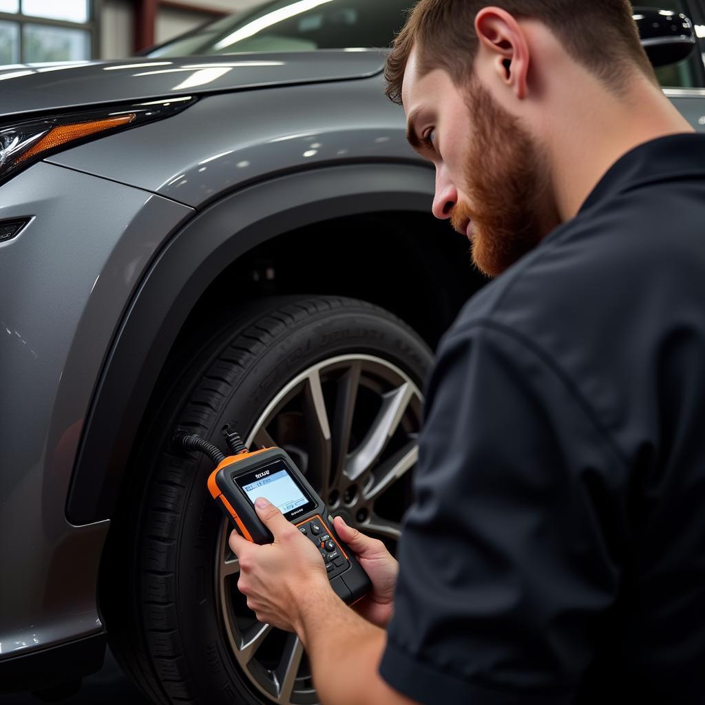 Mechanic Resetting Lexus Brake Warning