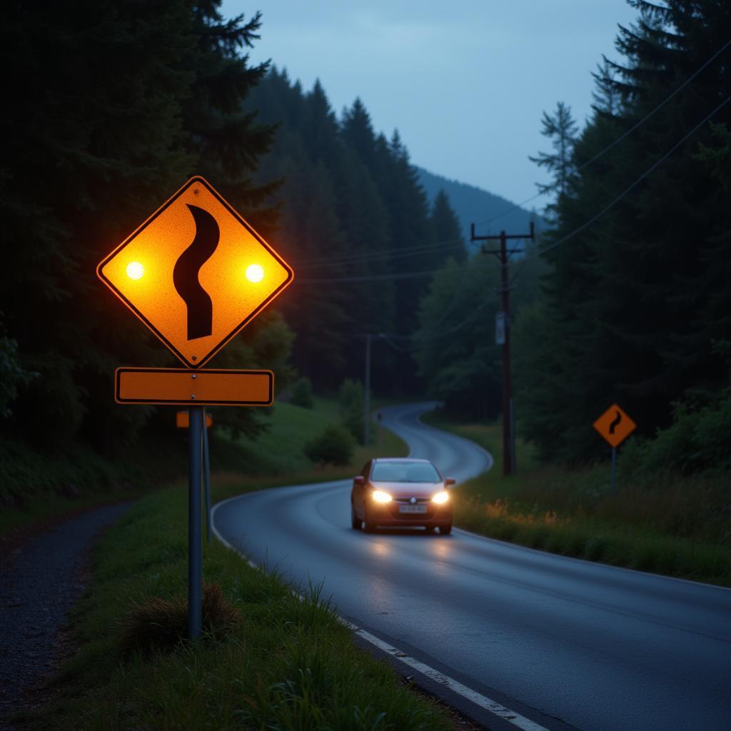 Motion Activated Sign on Rural Road