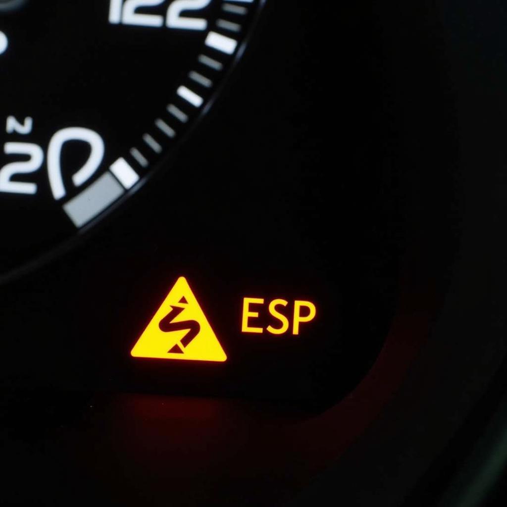 Seat Altea dashboard with illuminated ESP warning light