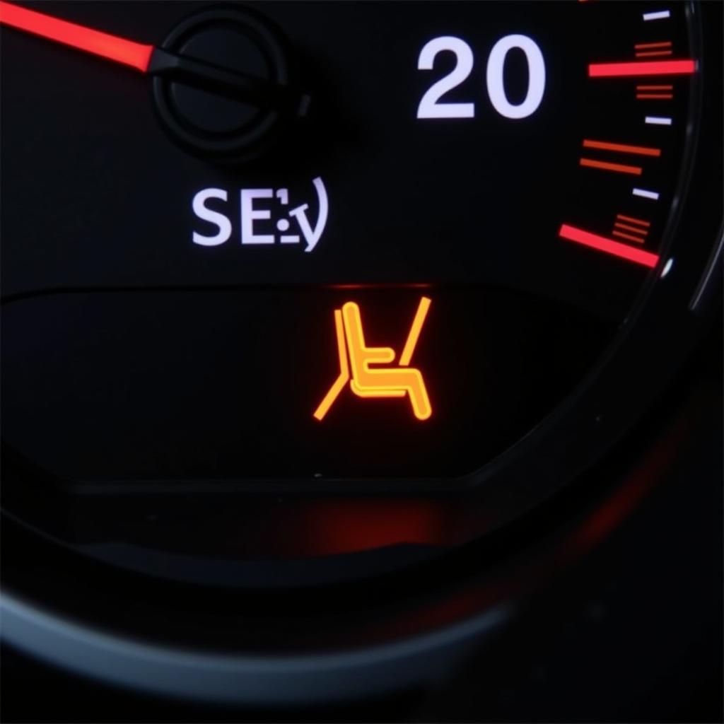 Seat Belt Warning Light Illuminated on a Car Dashboard