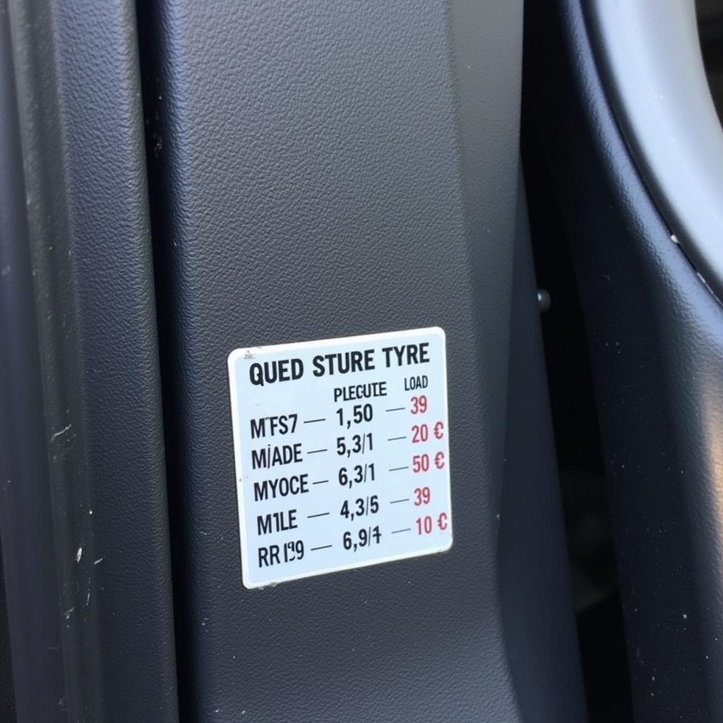 Seat Ibiza Tyre Pressure Sticker