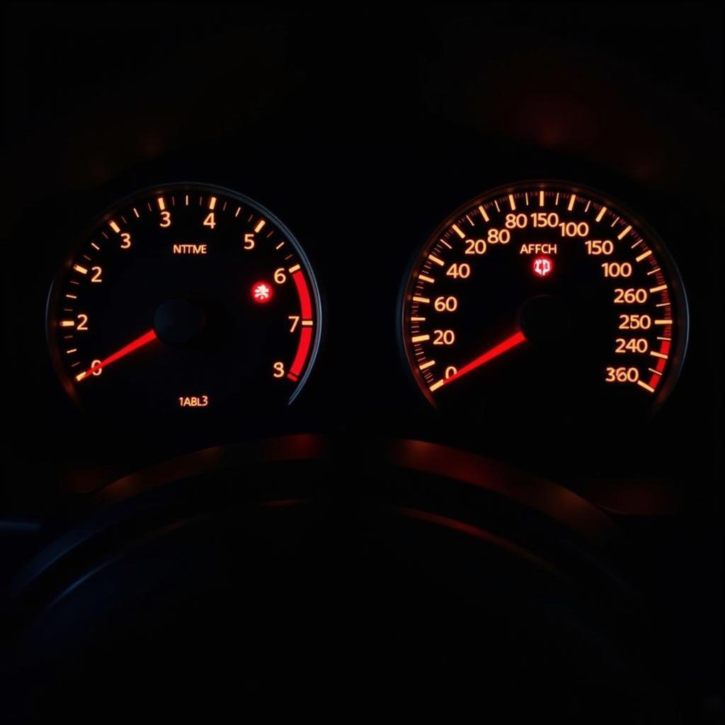 Seat Leon dashboard with multiple warning lights illuminated