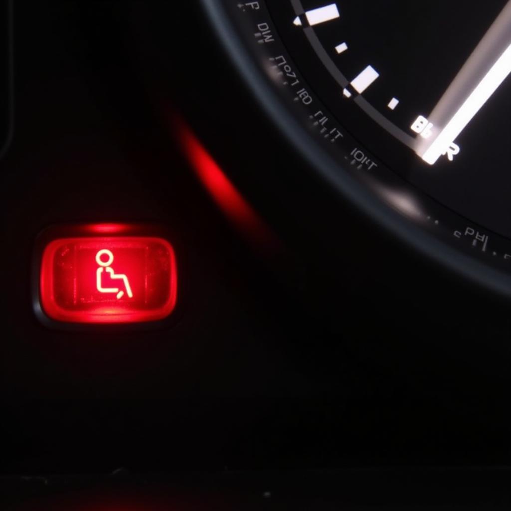 Car Dashboard with Illuminated Seat Warning Light