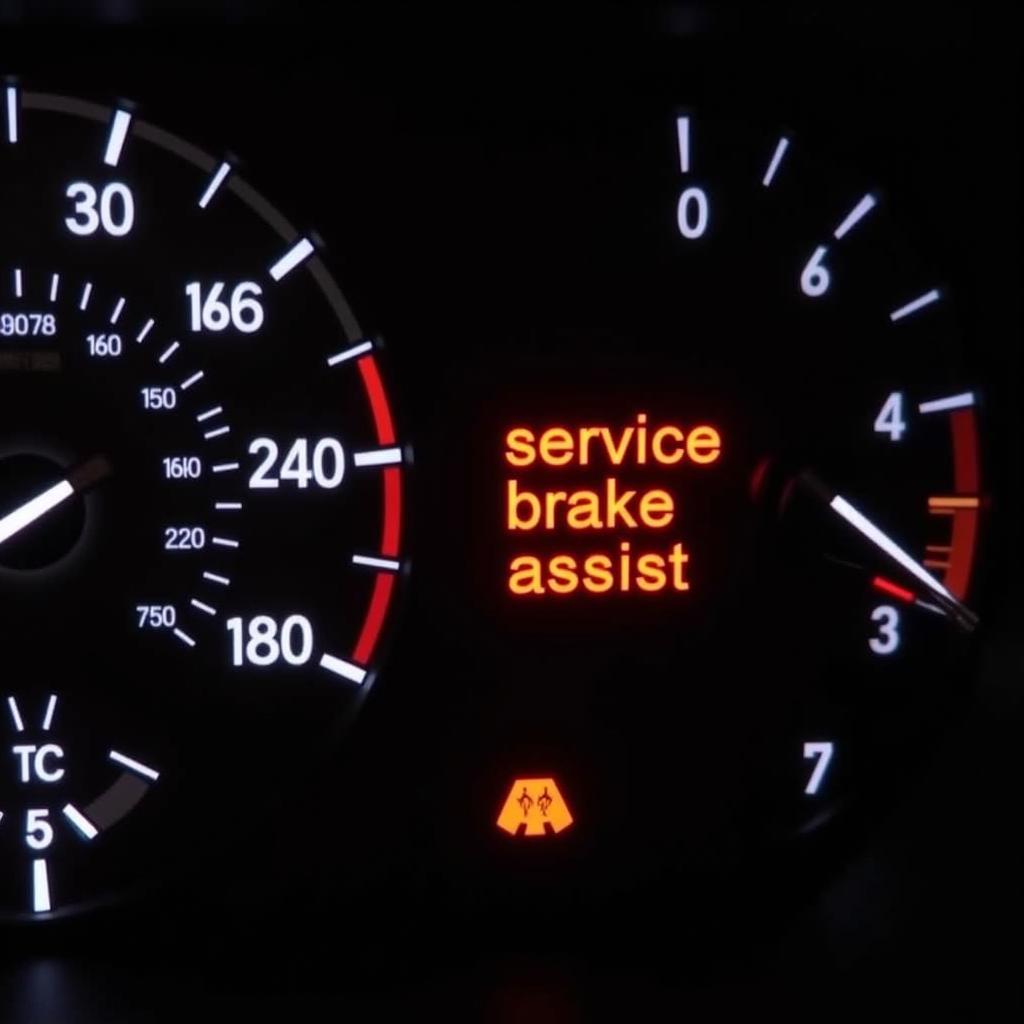 Dashboard Display Showing Service Brake Assist Warning Light