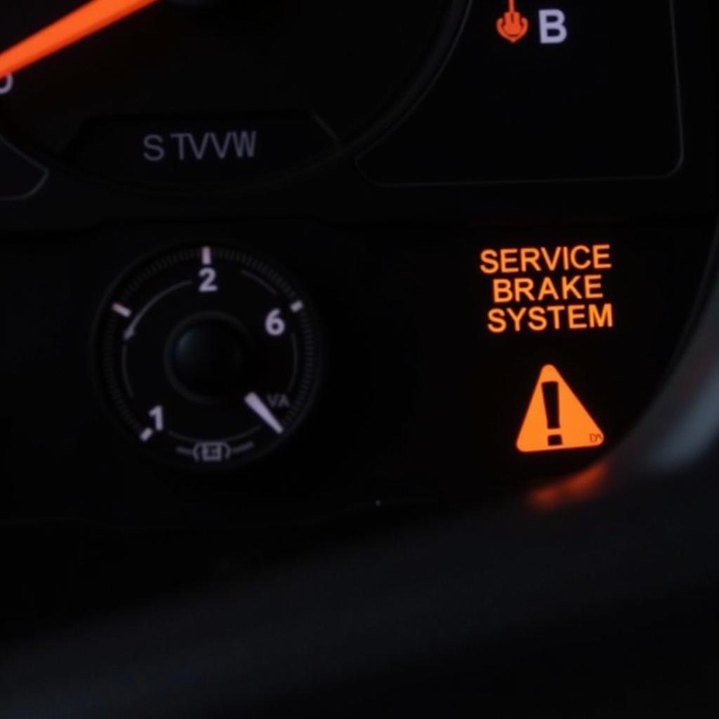 Service Brake System Warning Light on Car Dashboard