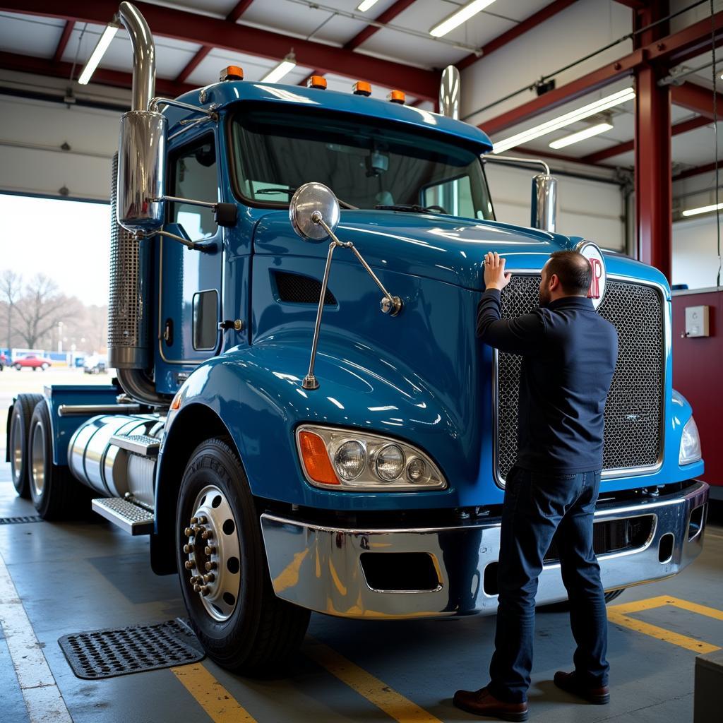 Truck Undergoing Maintenance Check