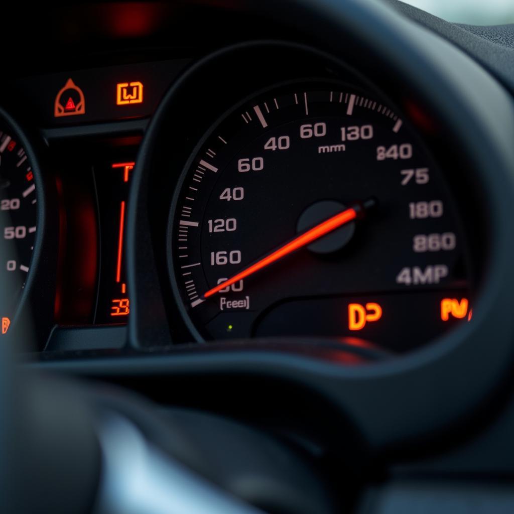 Volkswagen Beetle brake warning light on dashboard