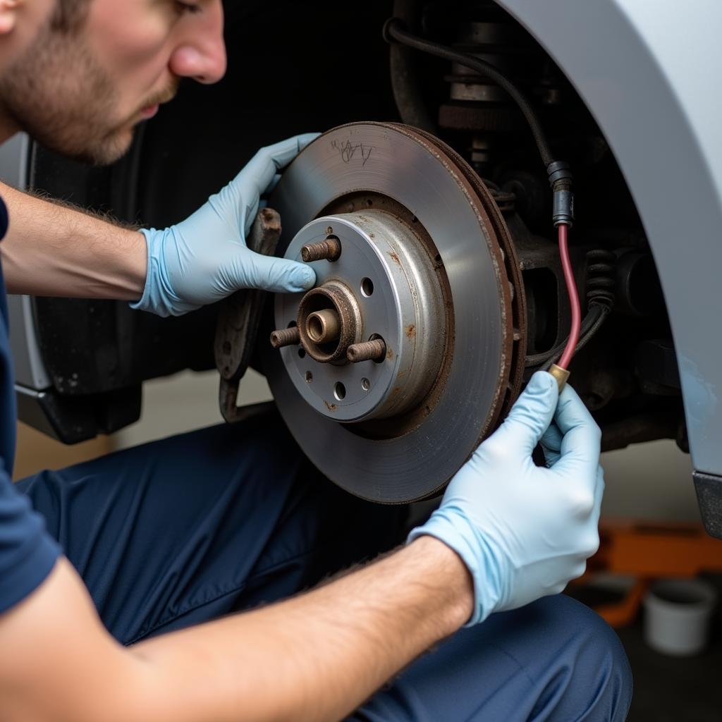 Inspecting VW Jetta Brake Pads