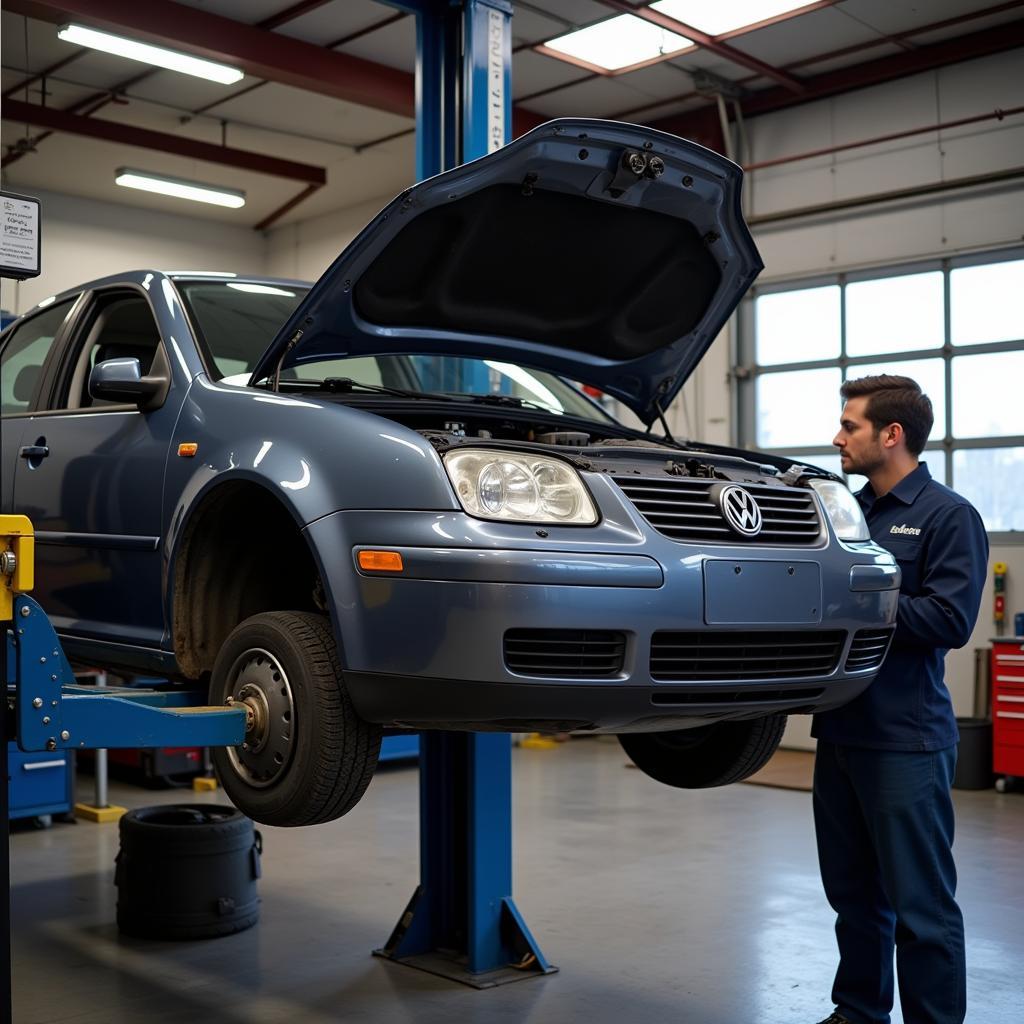 VW Jetta on Lift for Brake Inspection