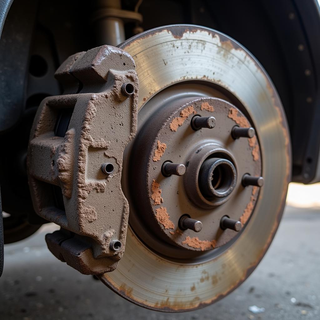 Worn Brake Pads on a VW Jetta