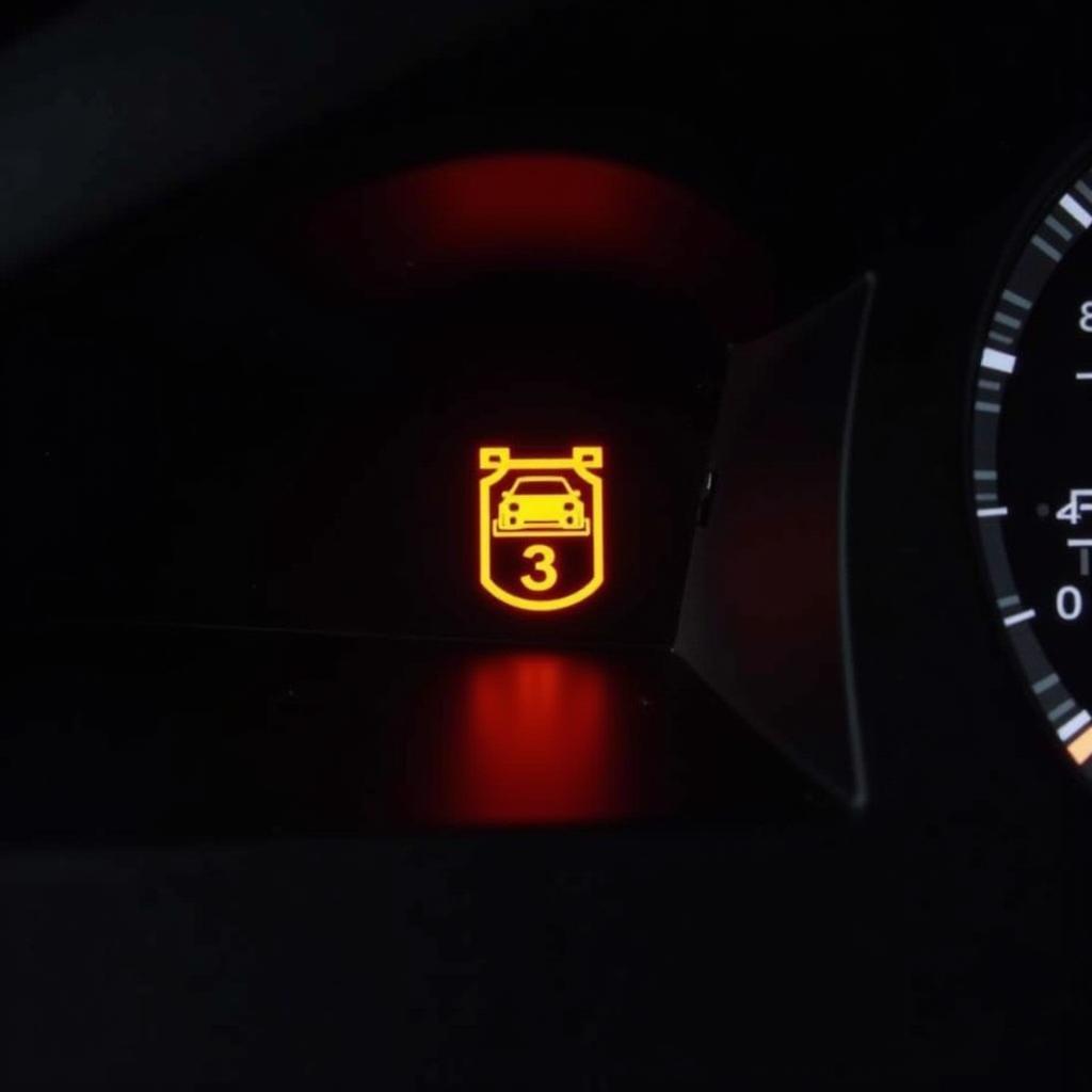 VW Passat dashboard with brake pad warning light illuminated