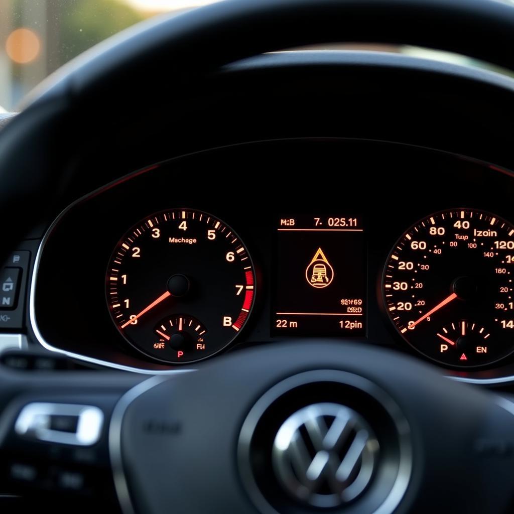 VW Passat Dashboard with Brake Warning Light