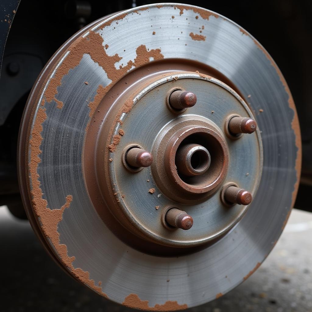 Worn brake pads on a VW Passat