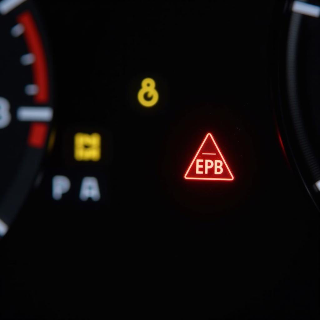 VW Tiguan dashboard with illuminated EPB warning light