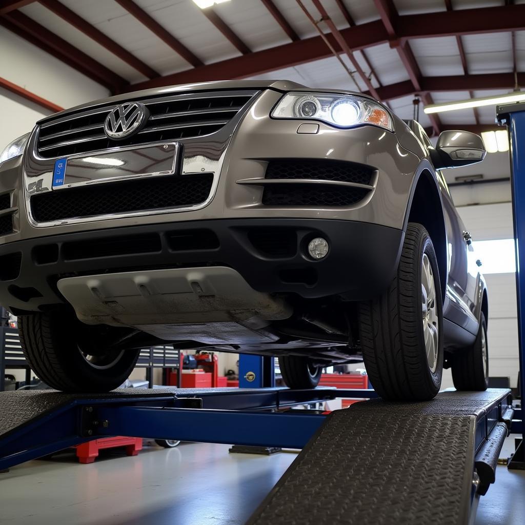 VW Touareg Undergoing Inspection