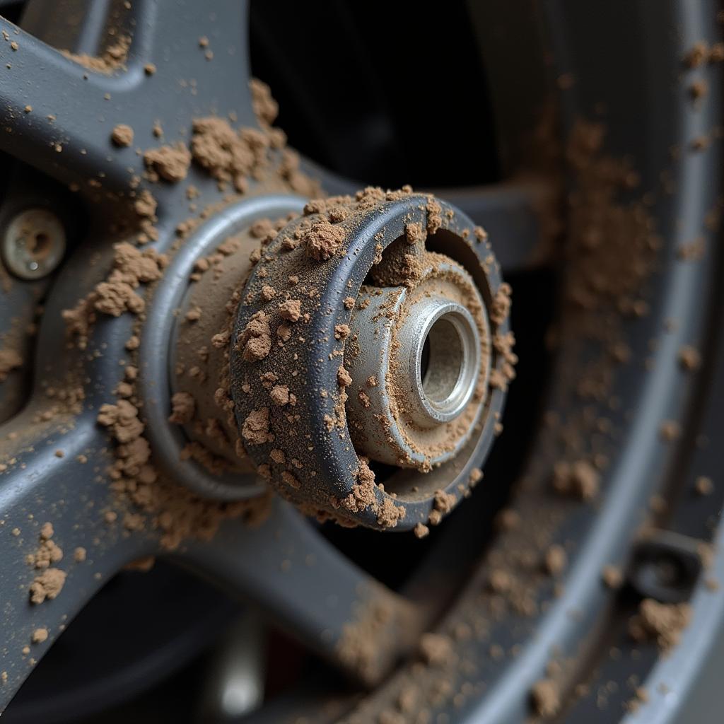 Close-Up of a Malfunctioning Wheel Speed Sensor