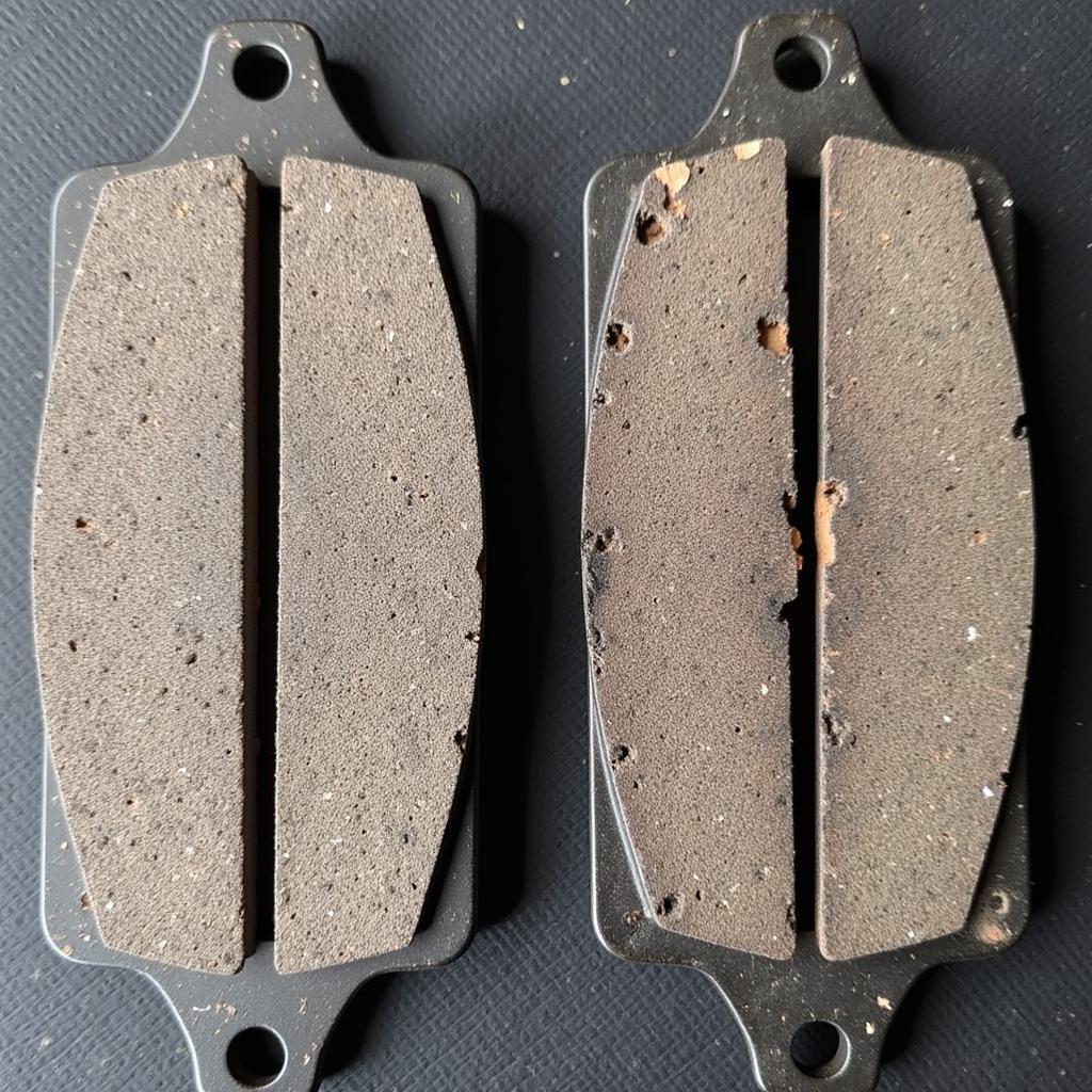 Comparison of new and worn brake pads for an Audi A1