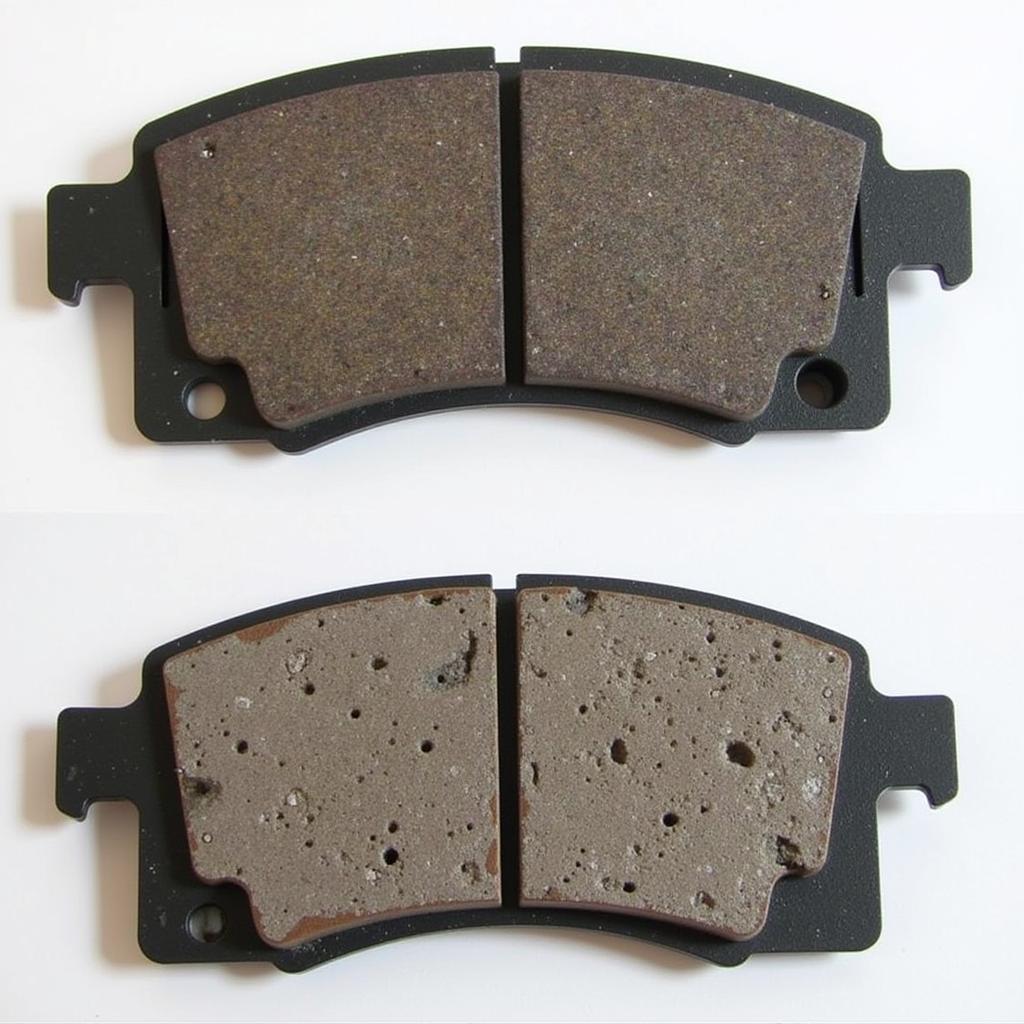 Worn brake pads on a 2008 Town and Country minivan.