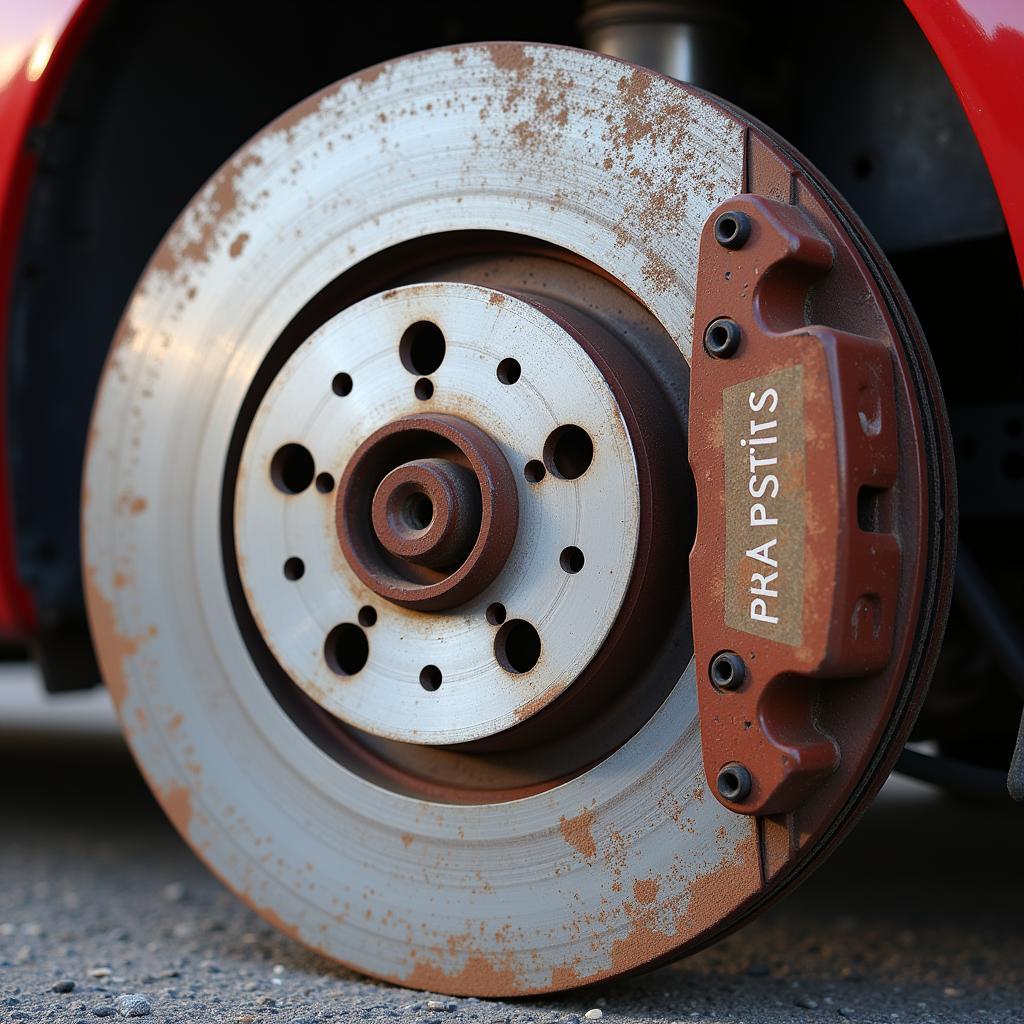 Worn brake pads on a 2009 Toyota Prius