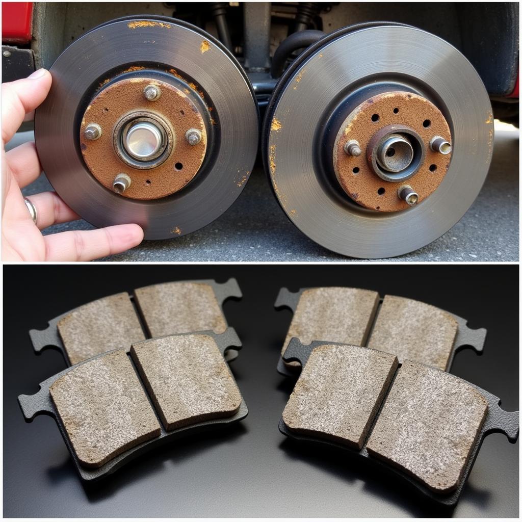 Worn brake pads on a 1992 GMC Sonoma