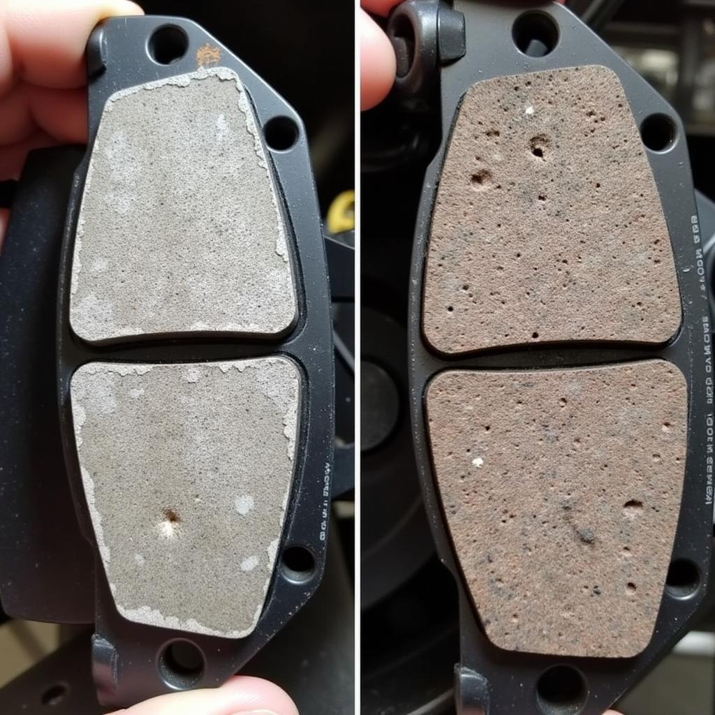 Worn brake pads on a BMW F30