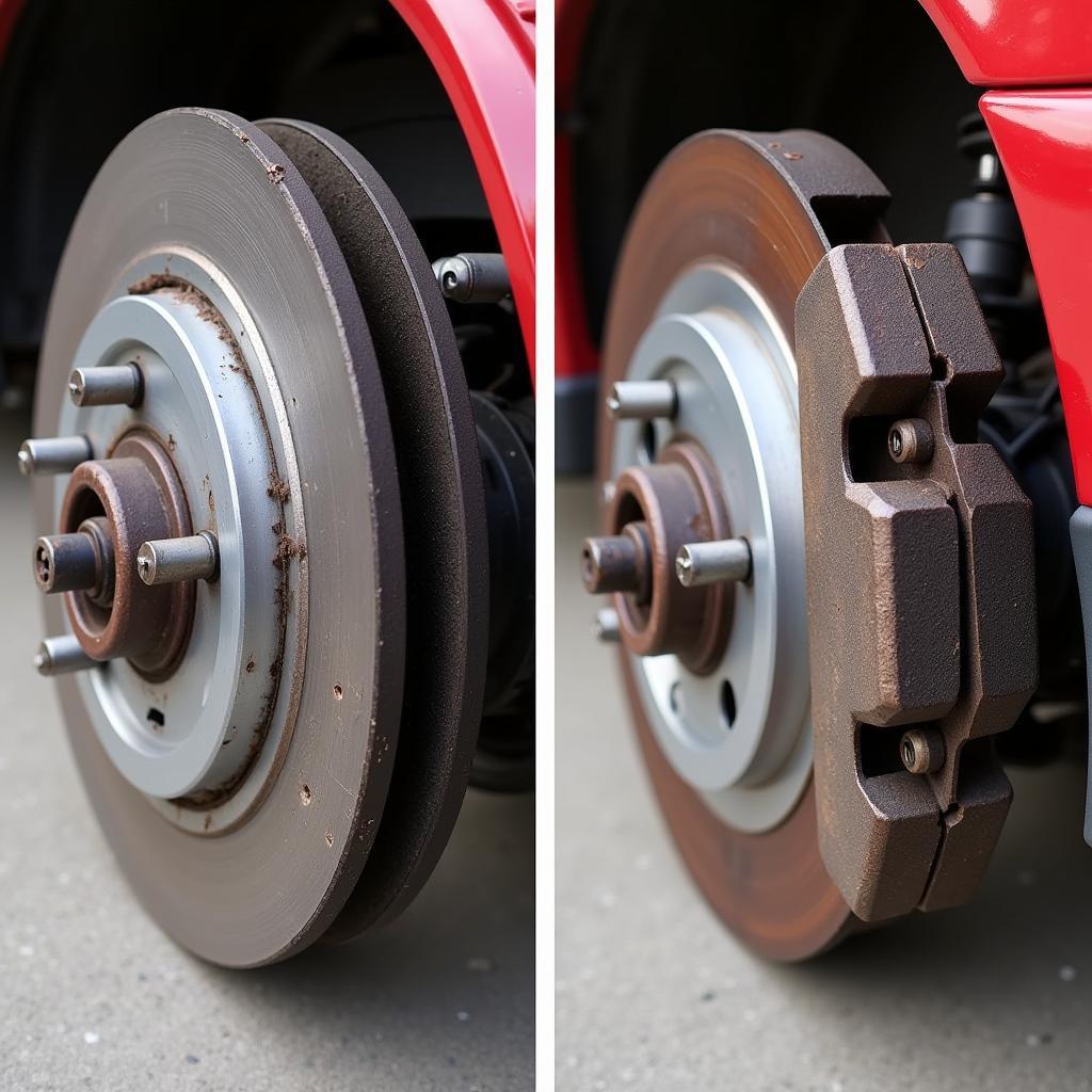 Comparison of Worn and New Brake Pads