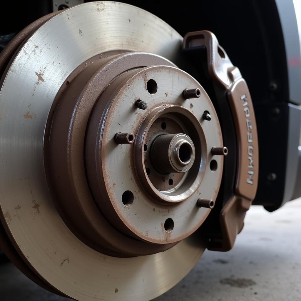 Worn brake pads on a Mini Countryman