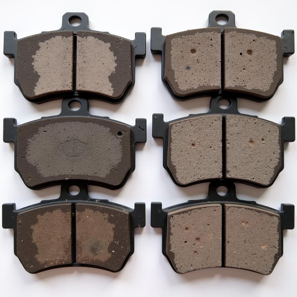  Comparison of worn brake pads with new brake pads