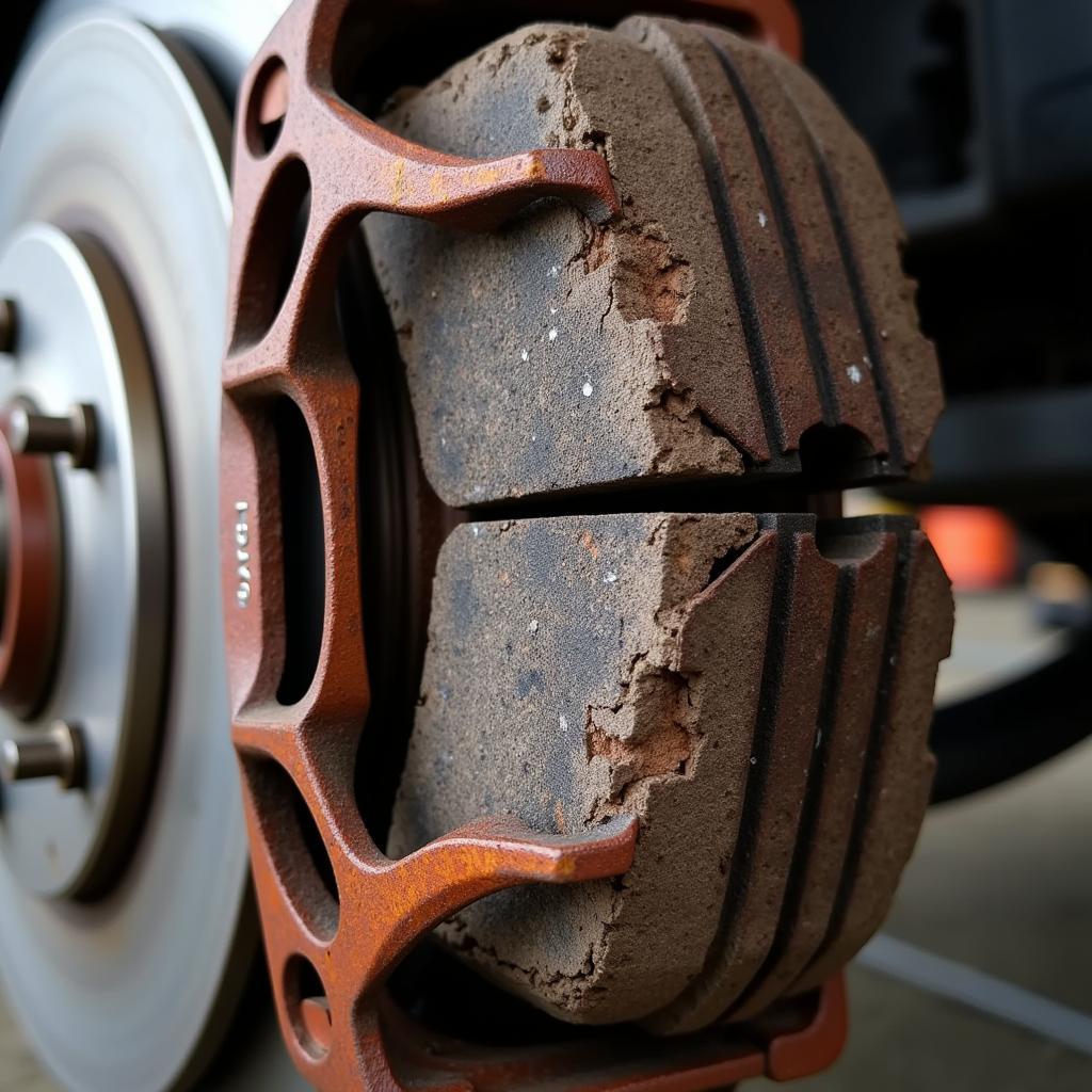 Worn Brake Pads and Rotor