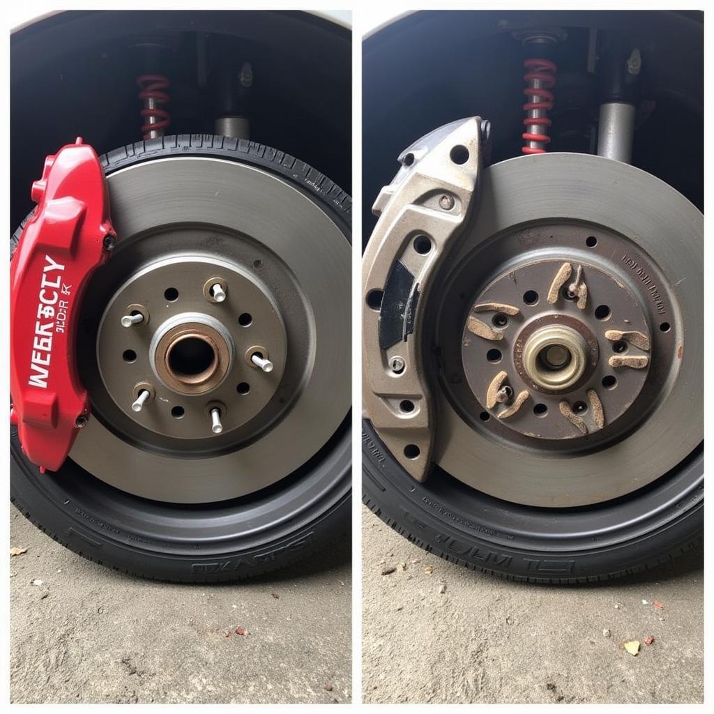 Worn Brake Pads and Rotors on a BMW X5 E53