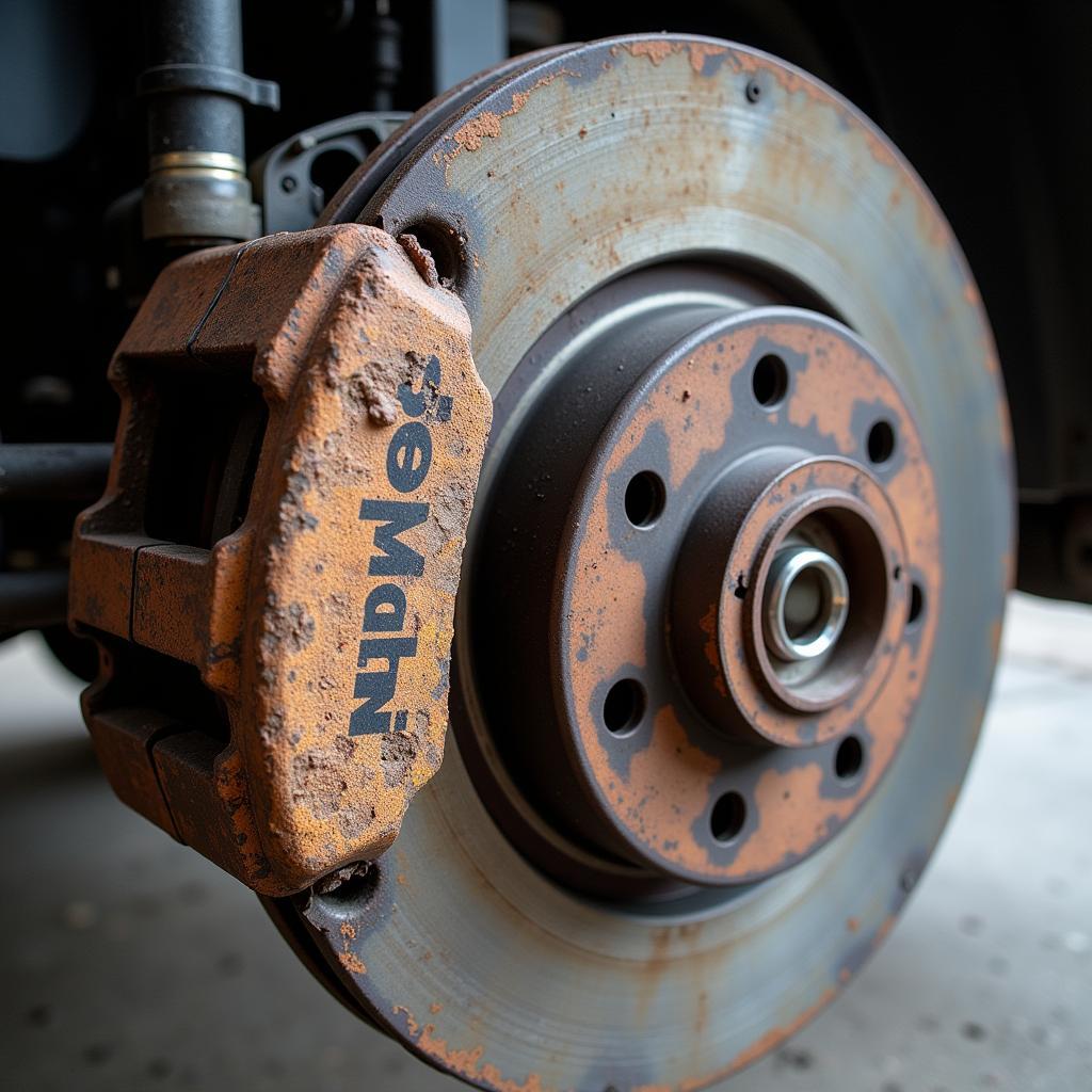 Worn Brake Pads on a VW