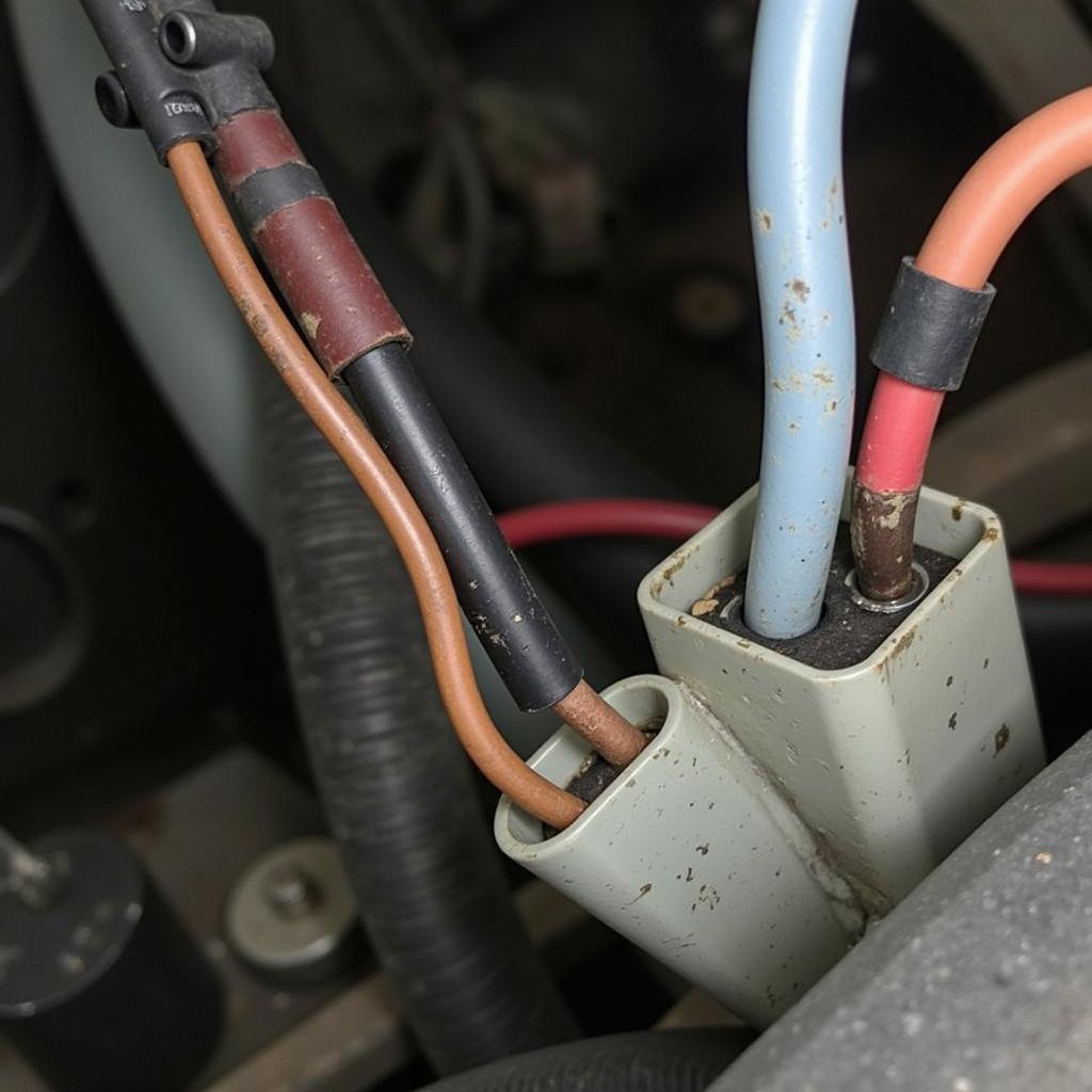 Damaged Wiring and Connector in a Car's Electrical System