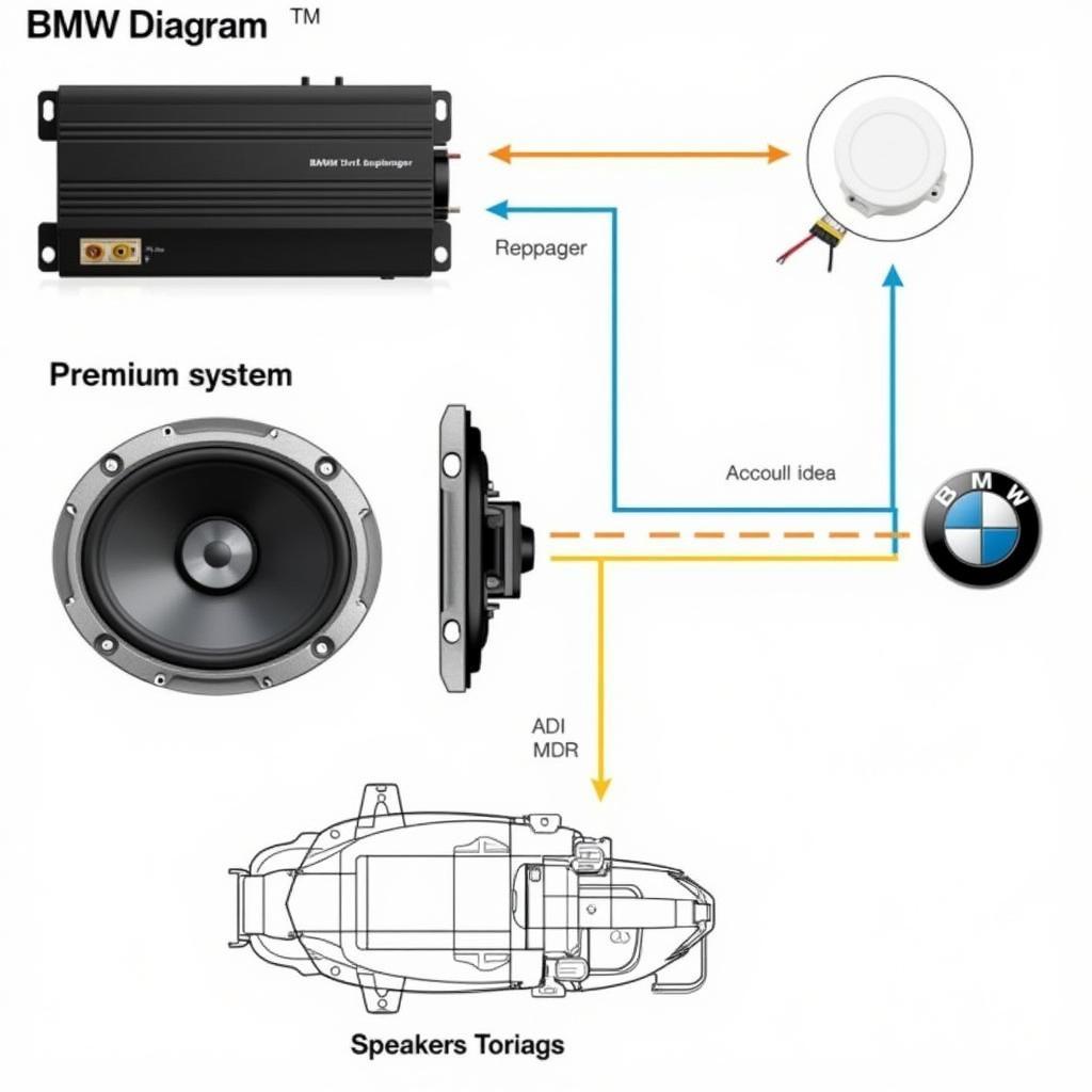 2011 BMW Premium Sound System Components: Amplifier, Speakers, and Wiring Diagram