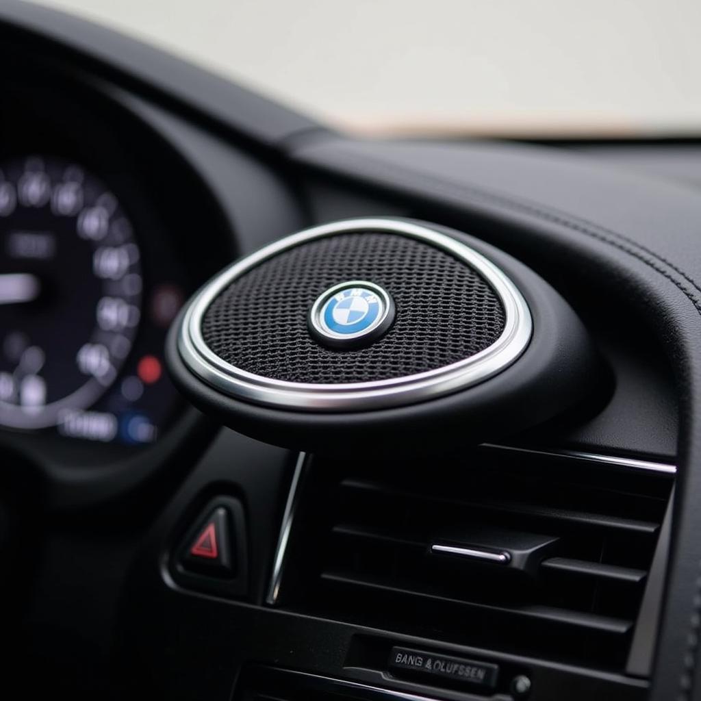 Bang & Olufsen illuminated tweeter in a 2014 BMW 650 dashboard.