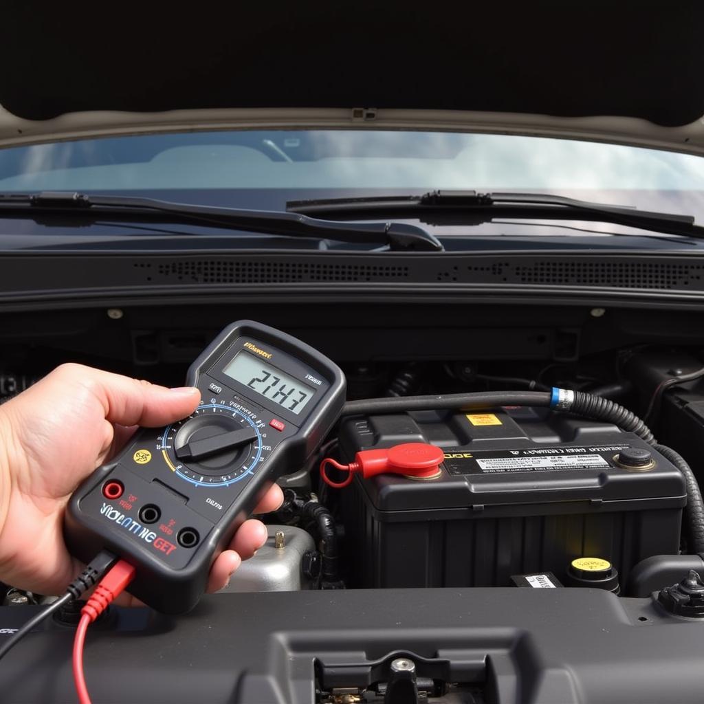 Checking 2017 Dodge Durango Battery Voltage with Multimeter