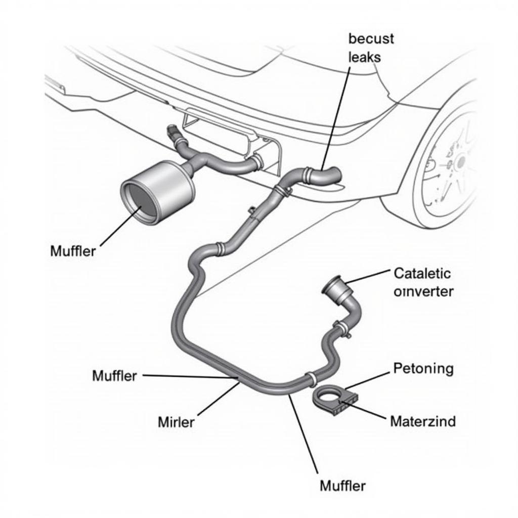 2018 BMW M3 exhaust system diagram showing components and potential leak points