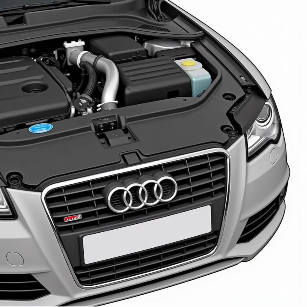 Audi A3 ABS module located under the hood.