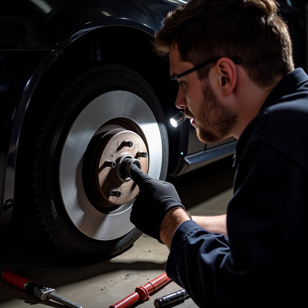 Inspecting Brake Pads on an Audi A4