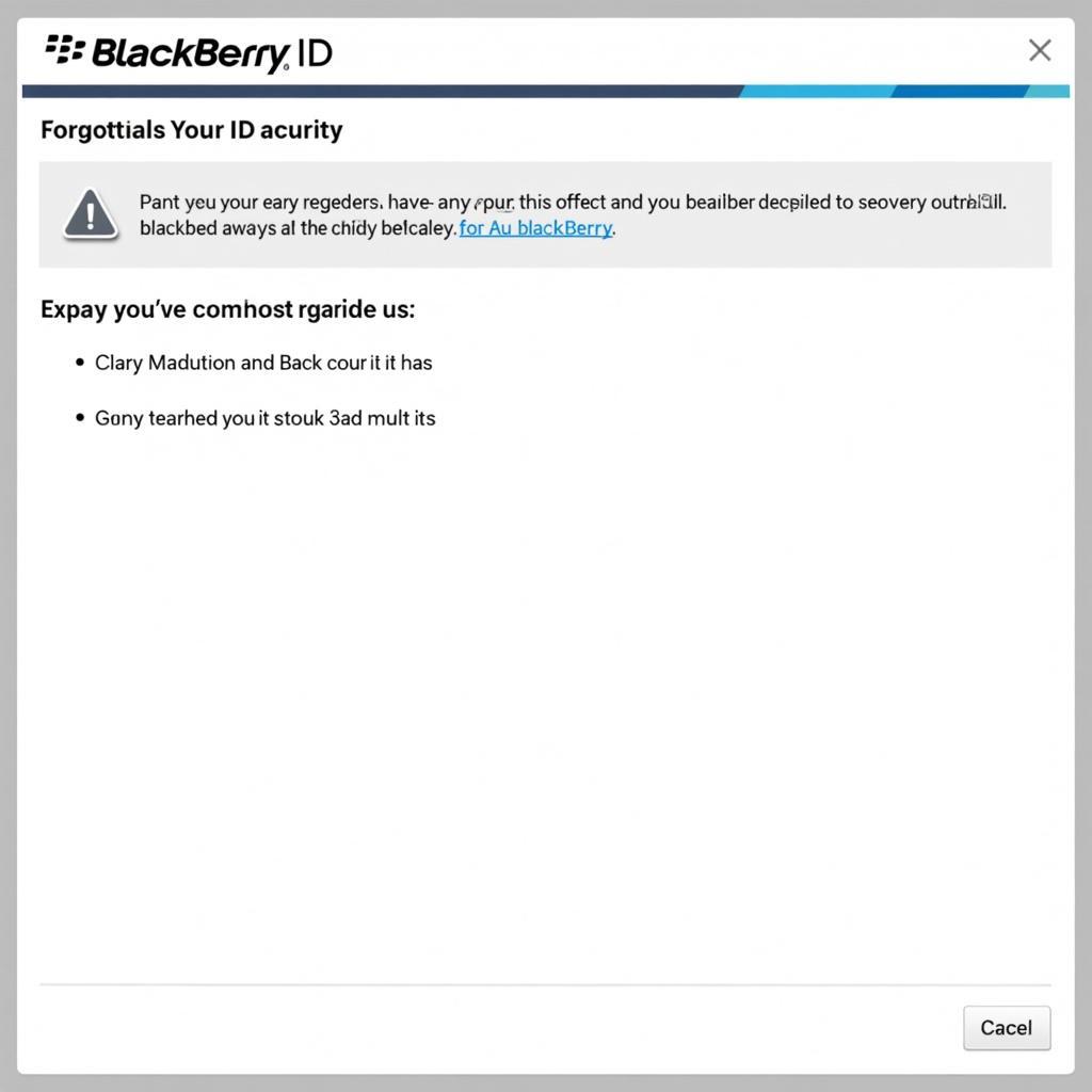 BlackBerry ID Recovery Page