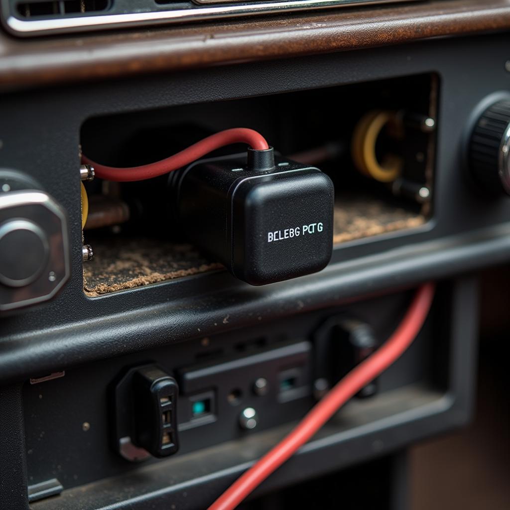 Bluetooth Adapter Installed in a Vintage Car Radio