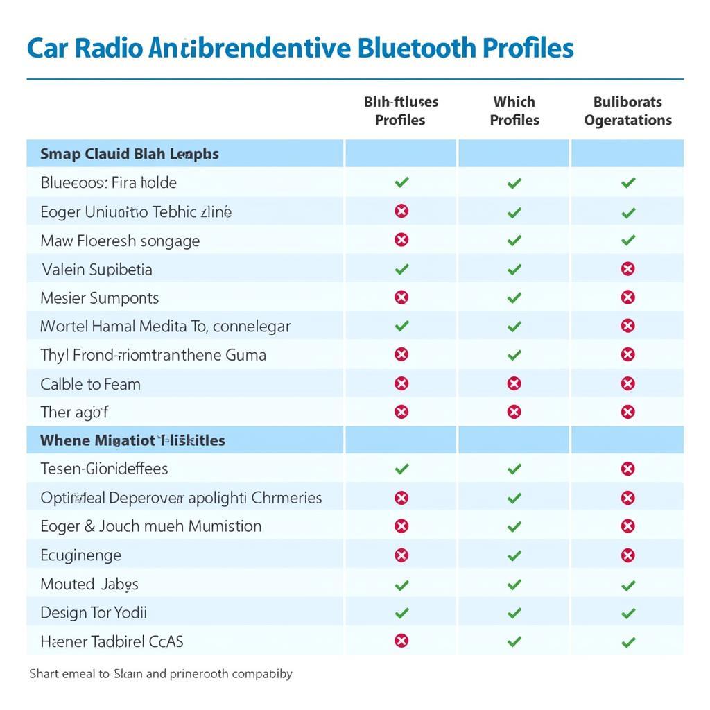 Bluetooth Compatibility Chart for Car Radio