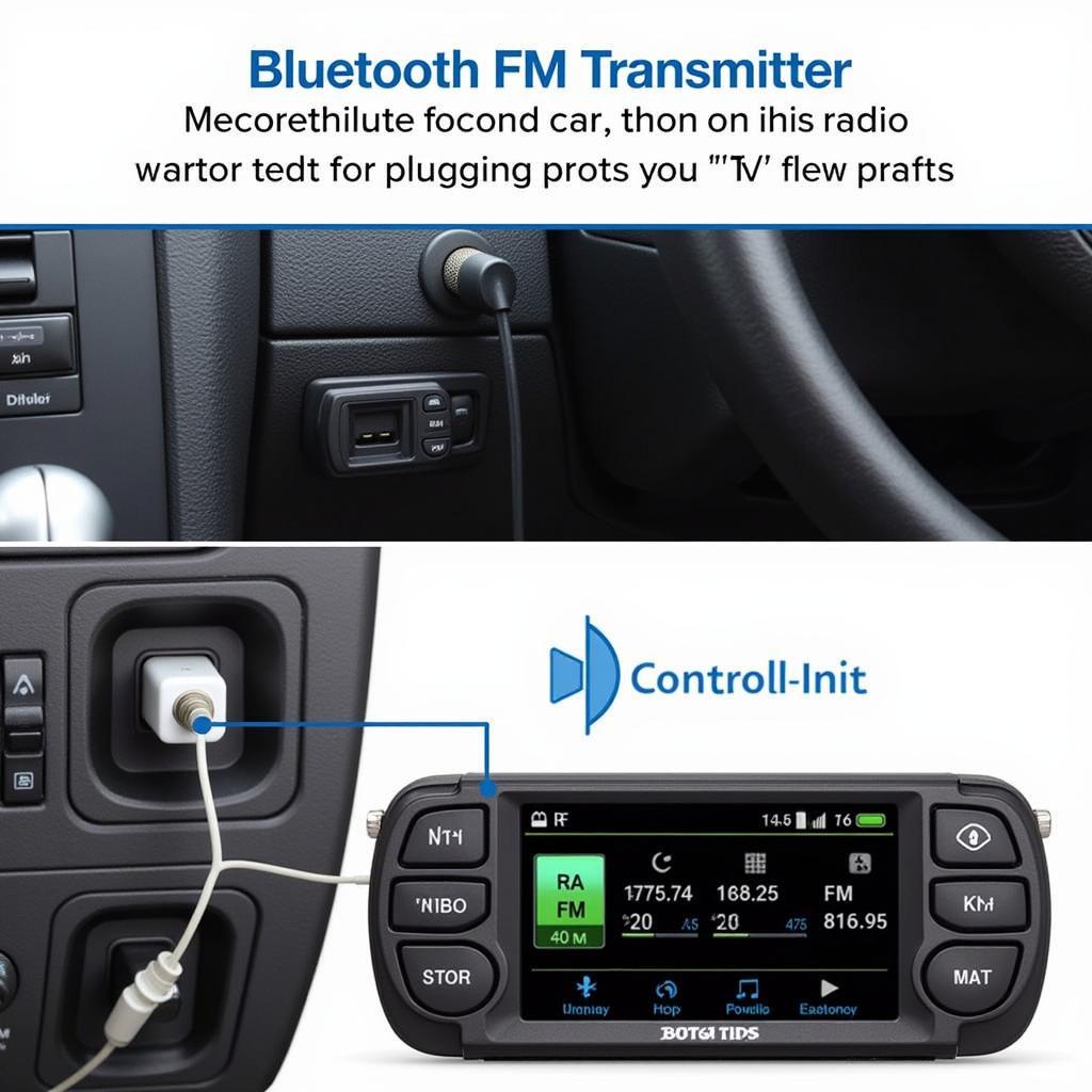 Bluetooth FM Transmitter Connected to Car's 12V Outlet