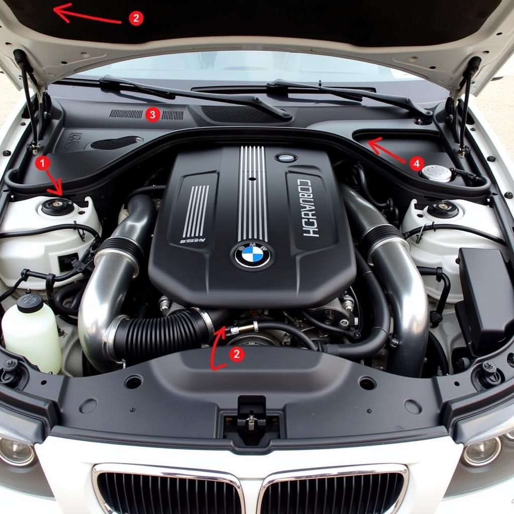 BMW 335i engine compartment overview