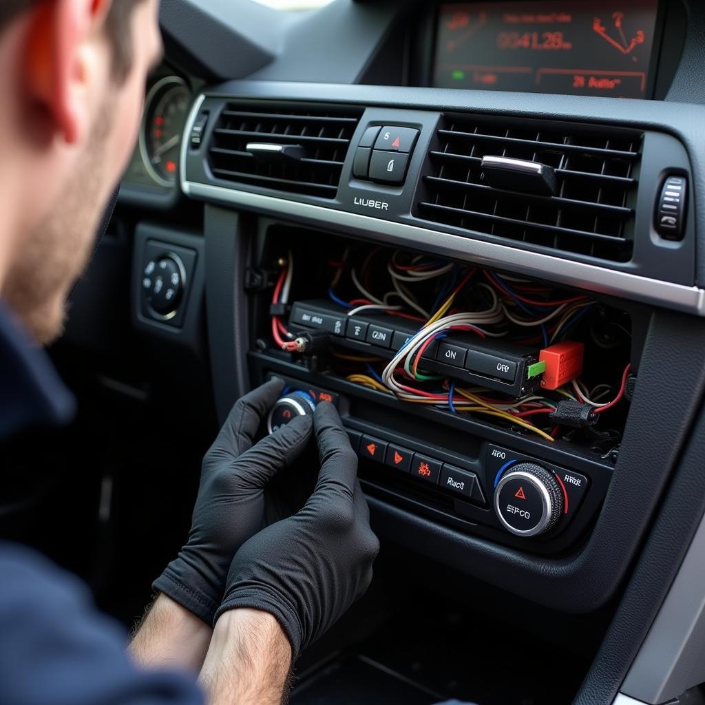 Inspecting BMW Audio Wiring Harness for Damage