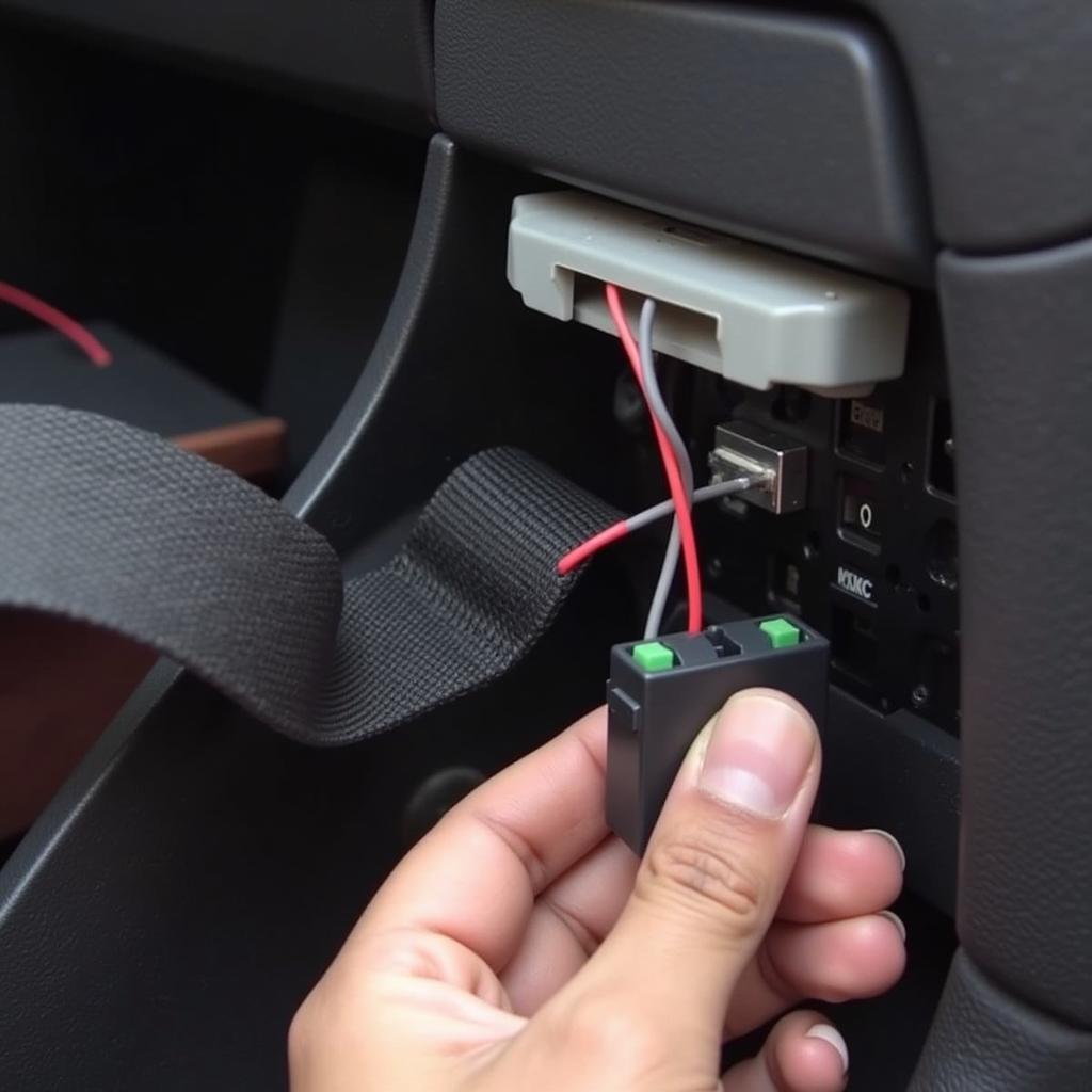 Inspecting the BMW E60 Seat Belt Buckle and Wiring