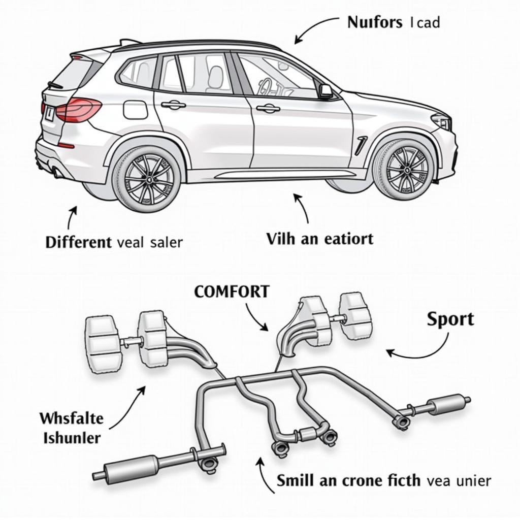 Diagram of the BMW X3M Exhaust System Showing Active Valves and Muffler Configuration