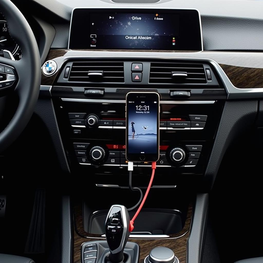 BMW Y Cable Connected to iPhone and Car